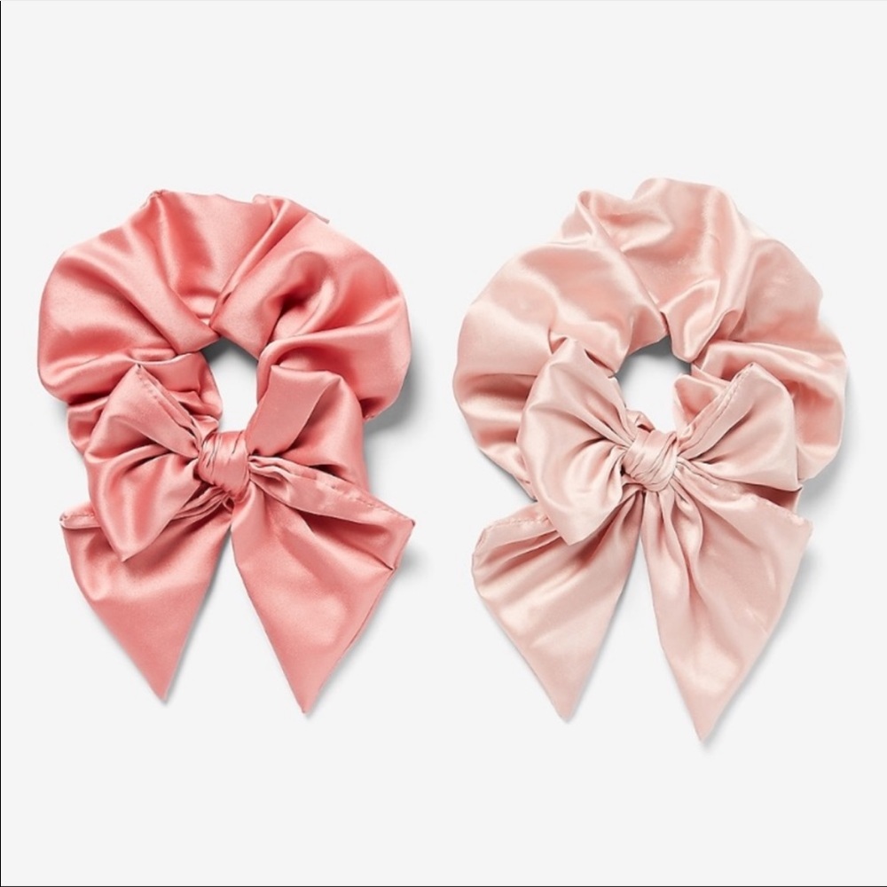 EXPRESS Set of 2 Oversized Bow Ponytail Holders Rose Blush